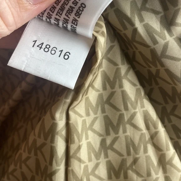 Michael Kors Quilted Jacket Faux Fur Sherpa Collar Olive Green Gold Lightweight - Picture 9 of 13